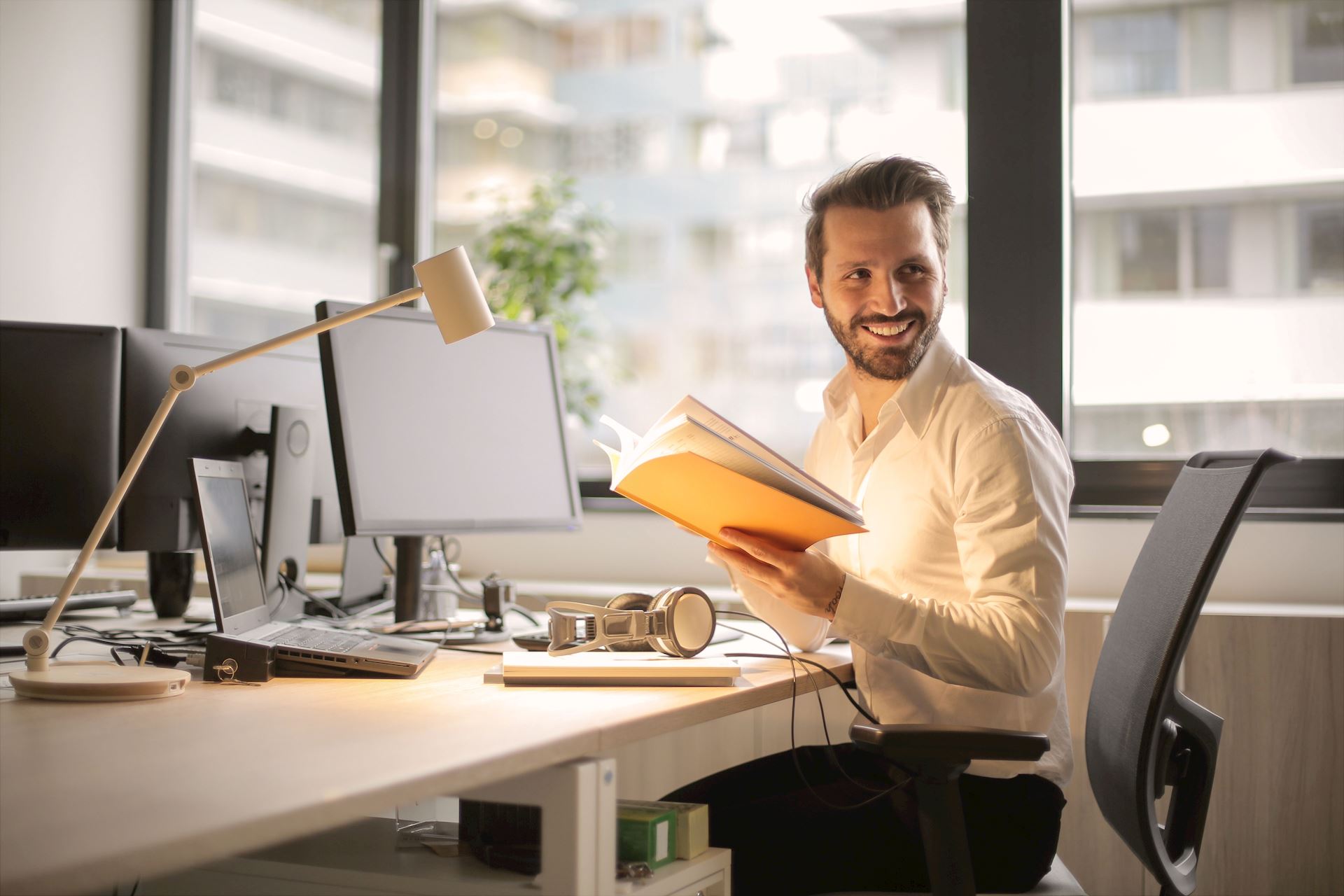 Happy office worker