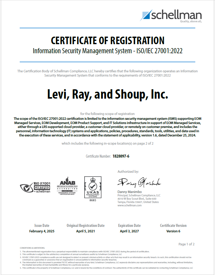 ISO 27001 Certificate