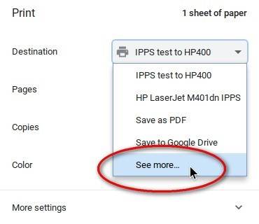 Choose a Printer for Google Chromebook Printing