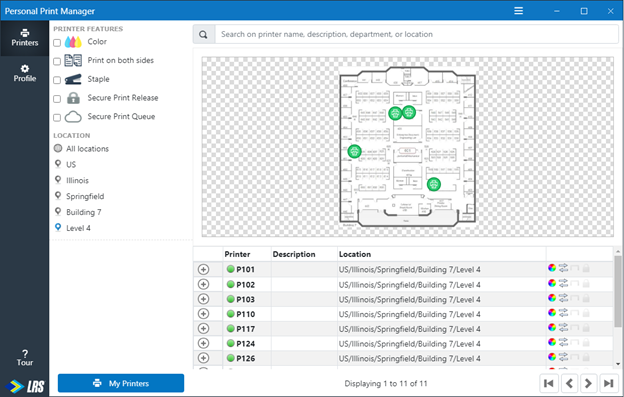 LRS Personal Print Manager (PPM) Printer Locator