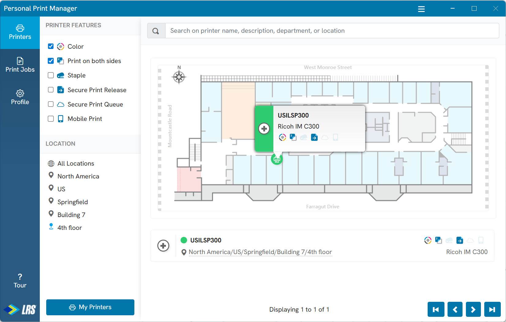 Finding a Printer Using a Floor Plan  (image)