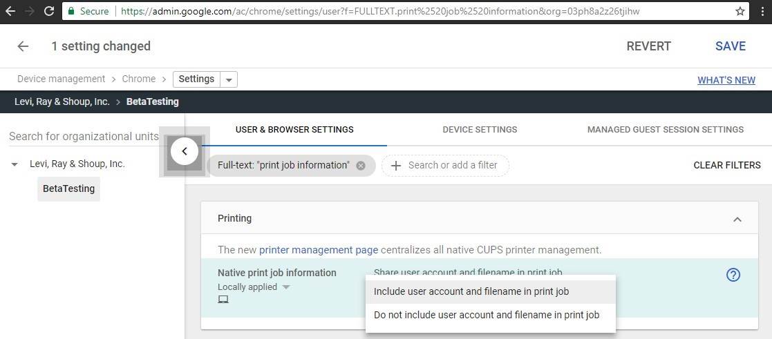 Google Enterprise Console for Chromebook Printing