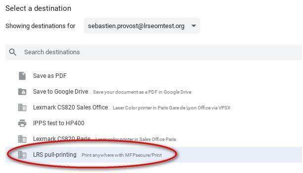 Choose Pull Printing for Google Chromebook Printing
