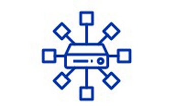 Centralization icon outline blue