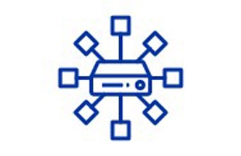 Centralization icon outline blue