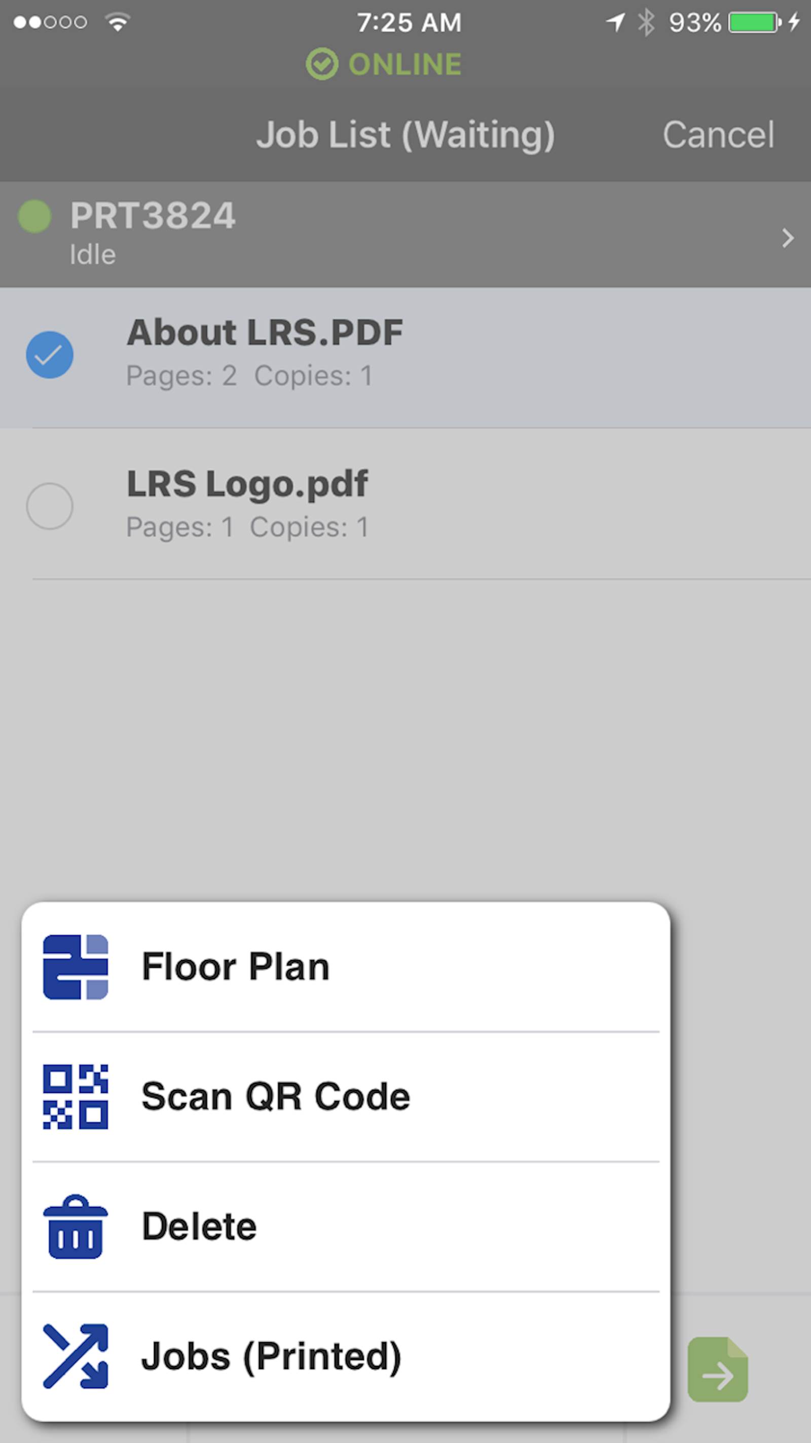 App LRS per la stampa da dispositivi mobili