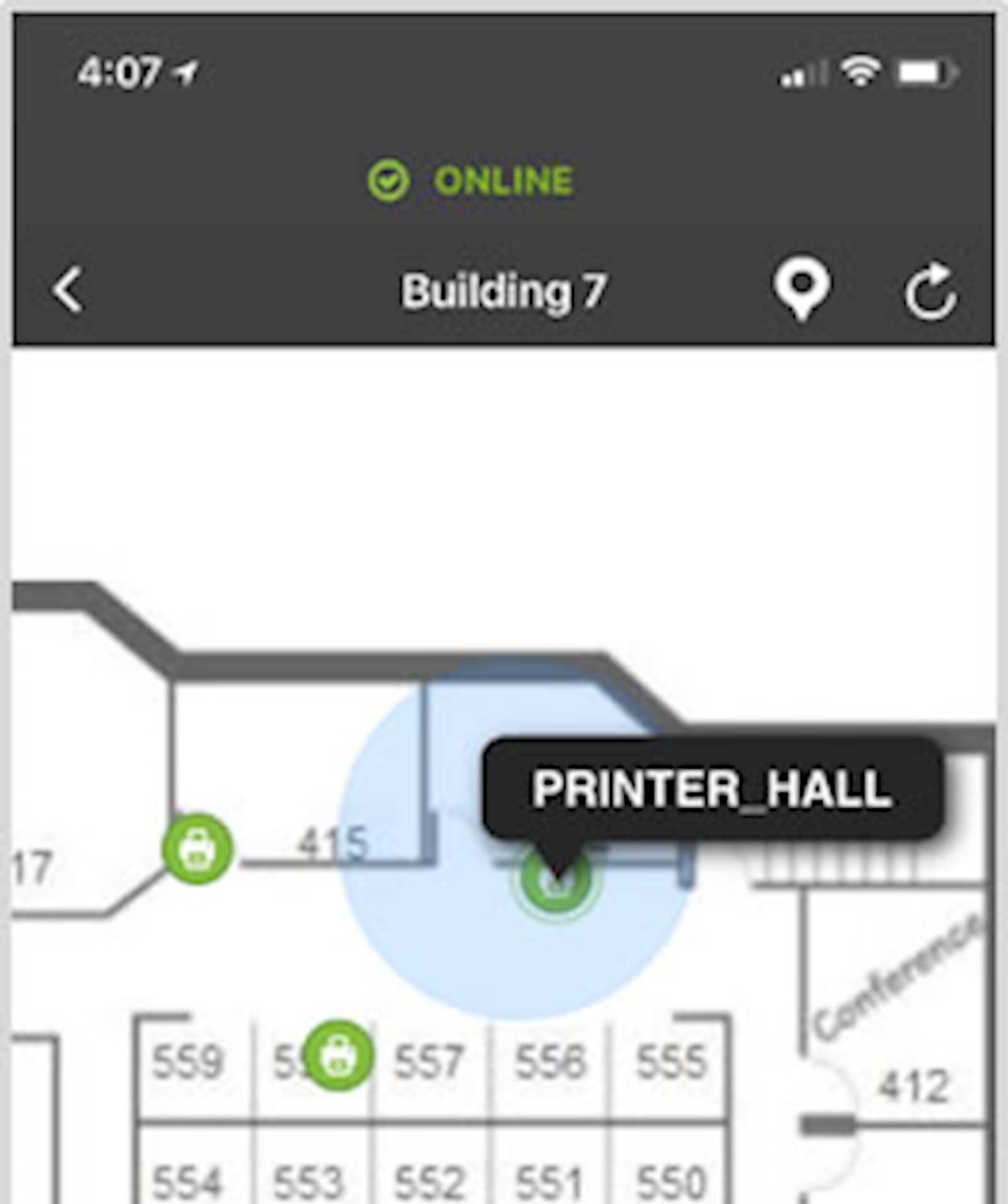 Printer located in hallway