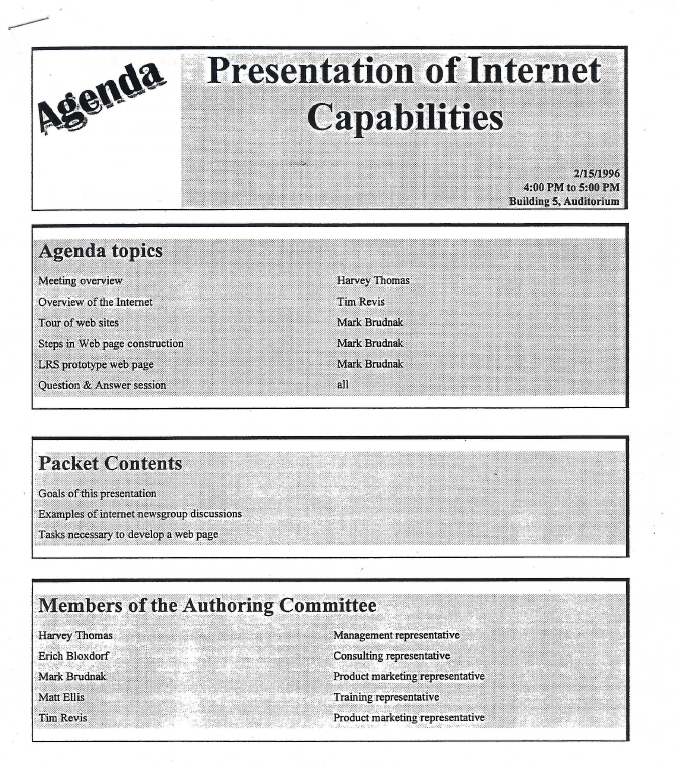Presentation of Internet Capabilities