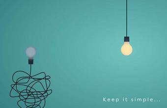 Keep it simple graphic with straight and tangled lightbulb wires