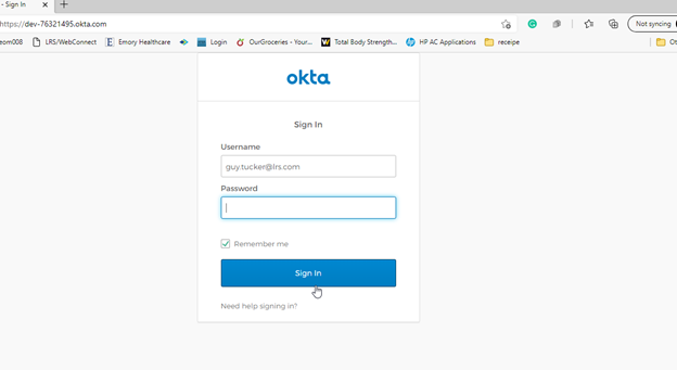 Okta Login Screen Capture